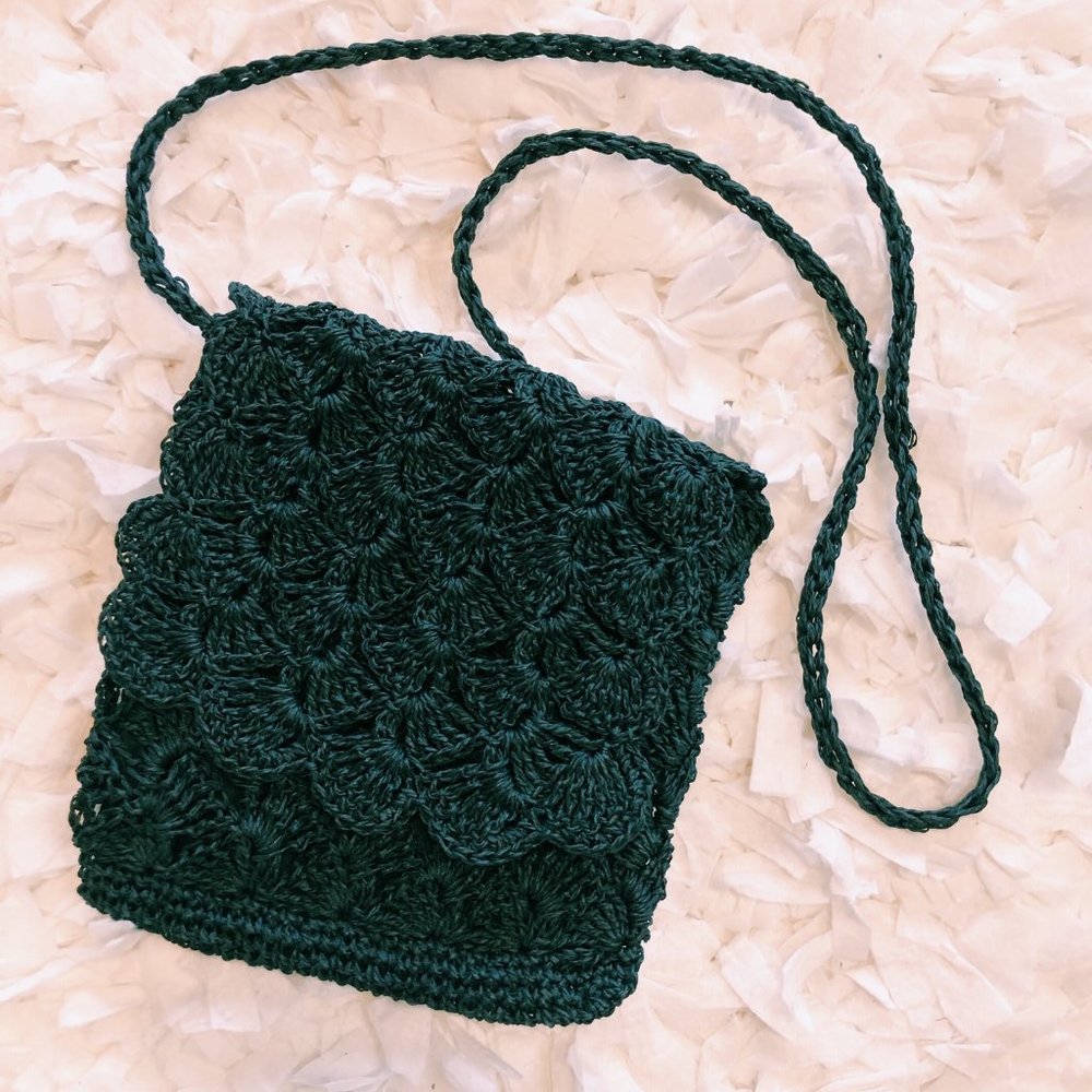 Vintage Black Woven Mini Crossbody Zipper Purse - Picture 2 of 7